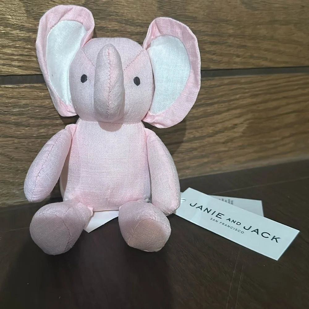 NWT Janie and Jack Pink Baby Elephant Stuffed Animal‎